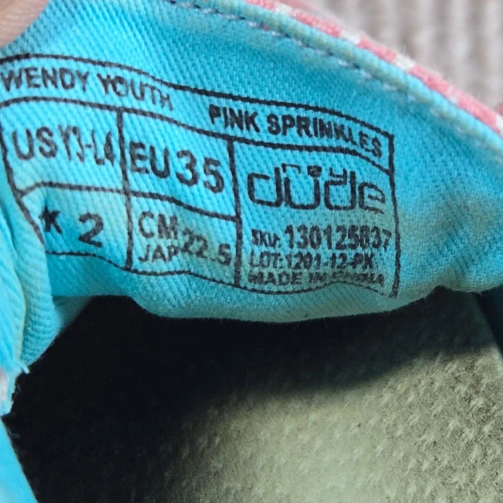Hey Dude Kids Youth‎ Size 3 Pink Sprinkles Wendy Slip On Loafer Shoes 130125837